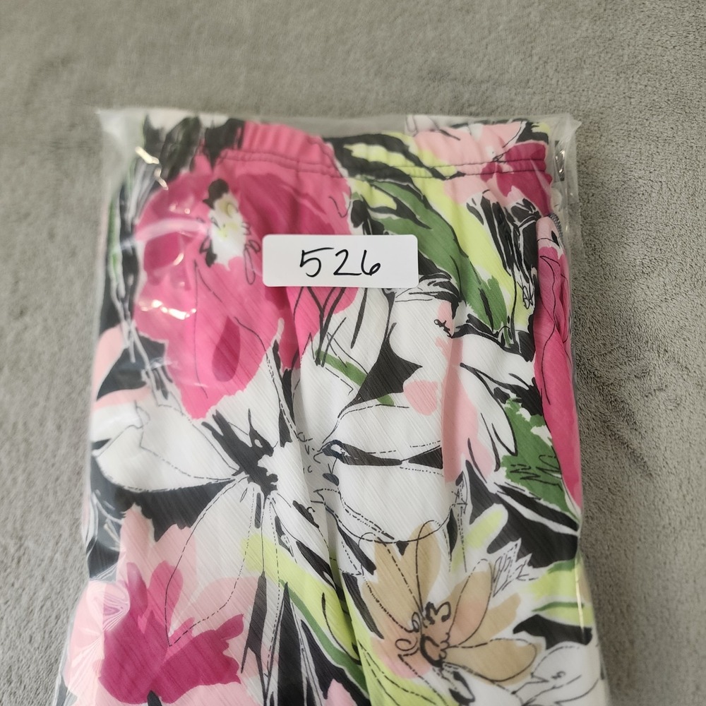 Briggs New York Skirt Petite Medium Floral Pink Black White Long Layered Ruffle - Picture 8 of 8